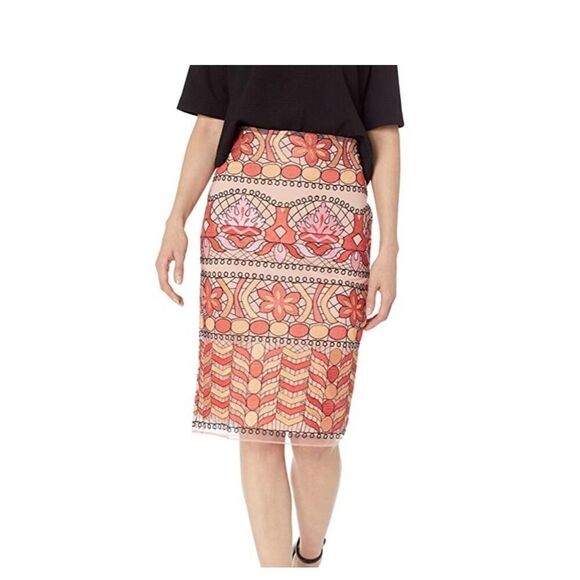 ECI New York Women’s All Over Embroidery Midi Length Skirt 10 - Picture 2 of 7